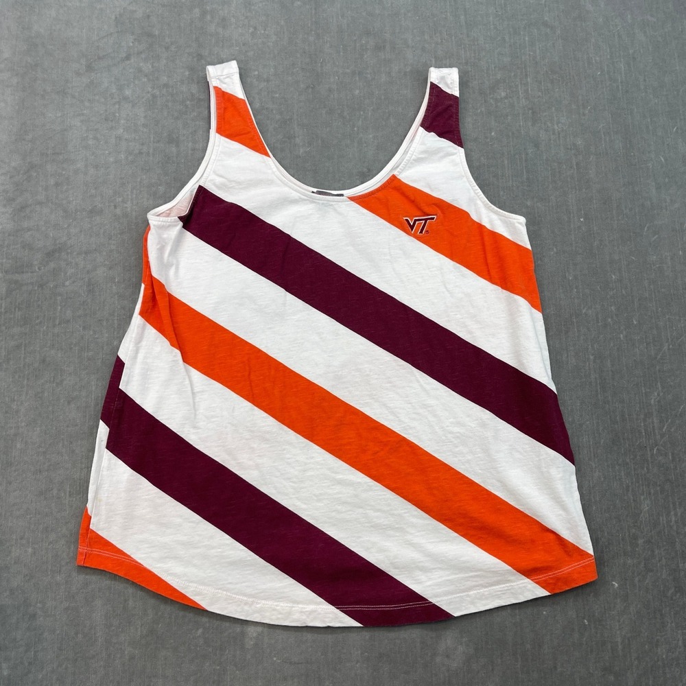Virginia Tech UG Apparel Mens XL White Orange Maroon Striped Tank Top VT